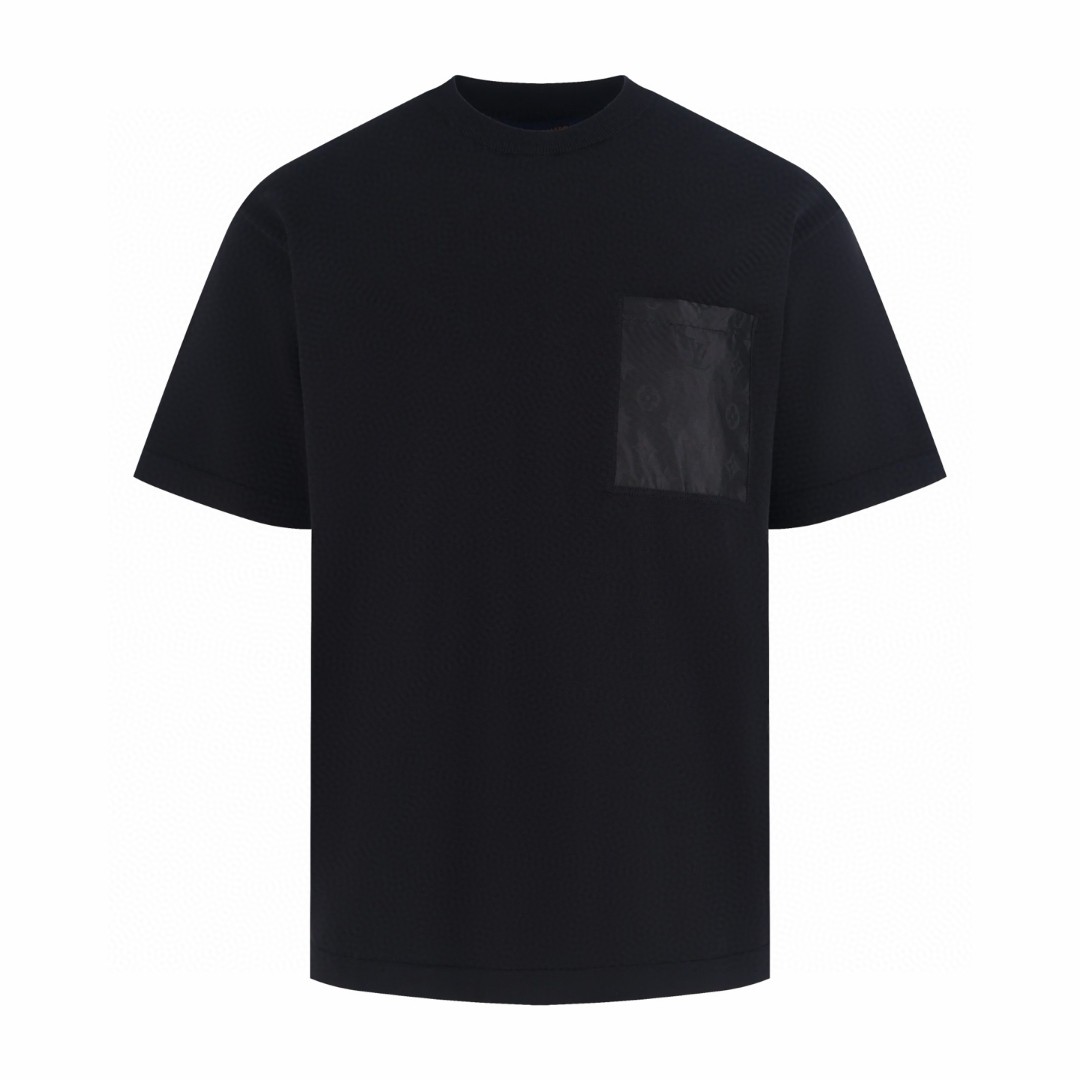 LOUIS VUITTON 路易威登 暗纹老花贴布口袋针织短袖 针织衫 黑色 B0 1AJRLX