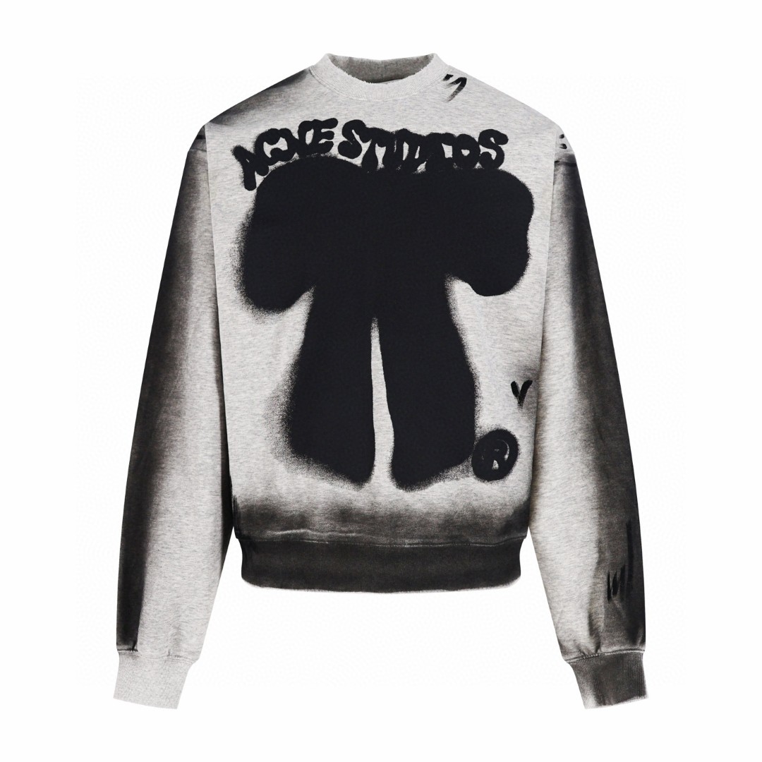 Acne Studios 蝴蝶结涂鸦圆领卫衣 外套 长袖 灰色 B0 CI0223-92H