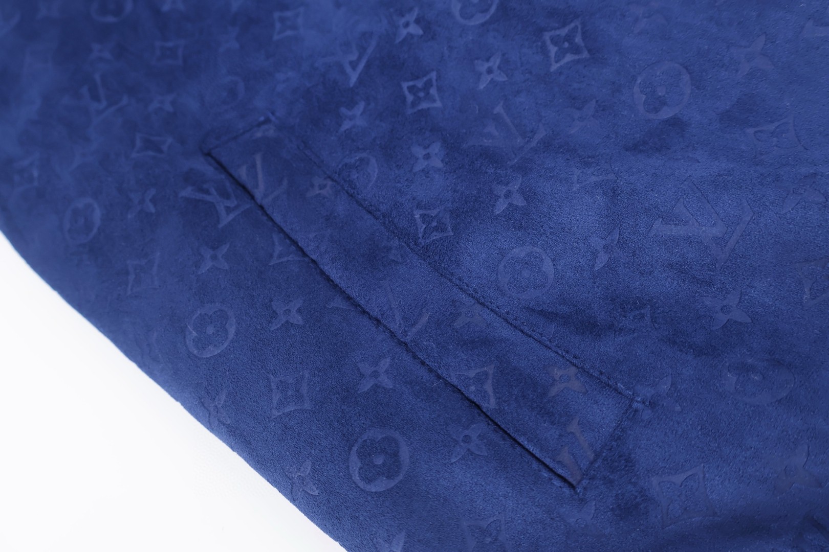 LOUIS VUITTON 路易威登 满印麂皮拉链立领夹克 外套 蓝色 C0 1AJRIH