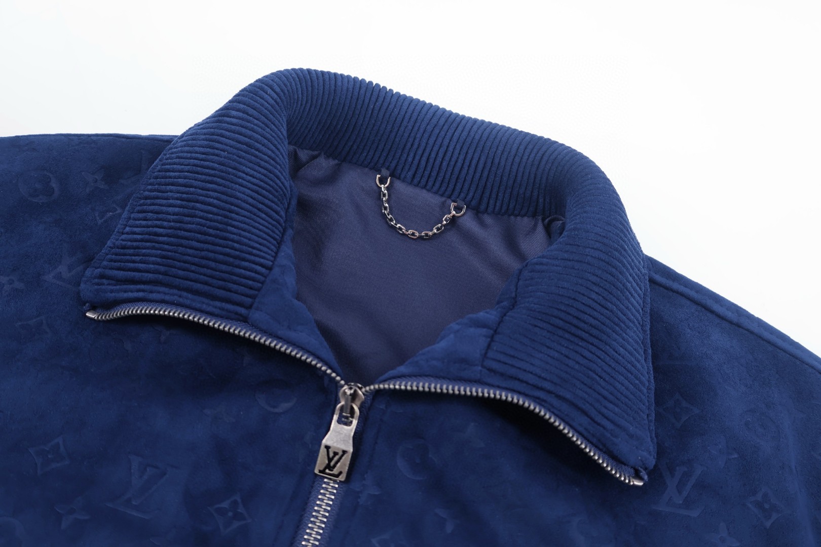 LOUIS VUITTON 路易威登 满印麂皮拉链立领夹克 外套 蓝色 C0 1AJRIH