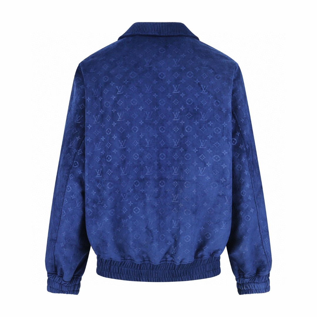 LOUIS VUITTON 路易威登 满印麂皮拉链立领夹克 外套 蓝色 C0 1AJRIH