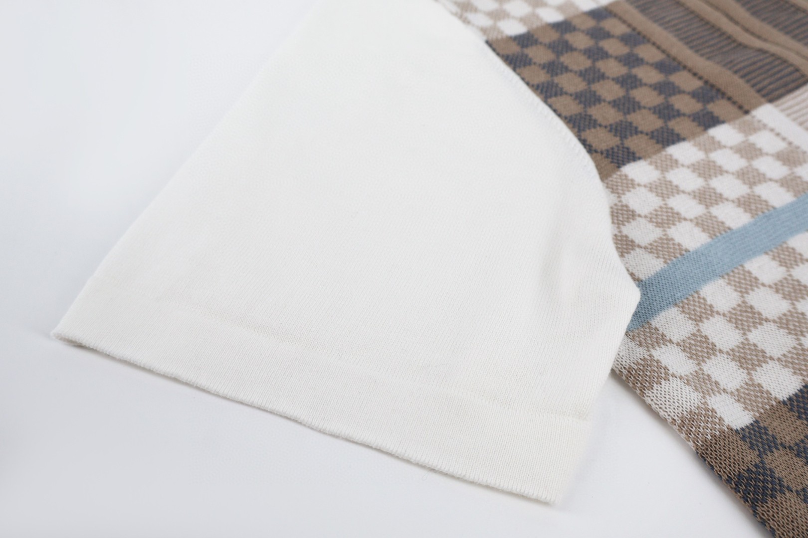 LOUIS VUITTON 路易威登 格纹提花针织短袖衬衫 针织衫 外套 白棕色 B0 HUN74WAURM11