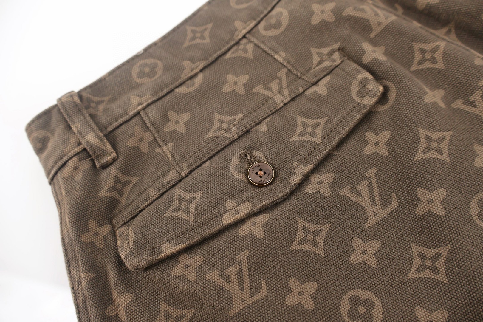 LOUIS VUITTON 路易威登 满印提花牛仔裤 长裤 裤子 棕绿色 B5 