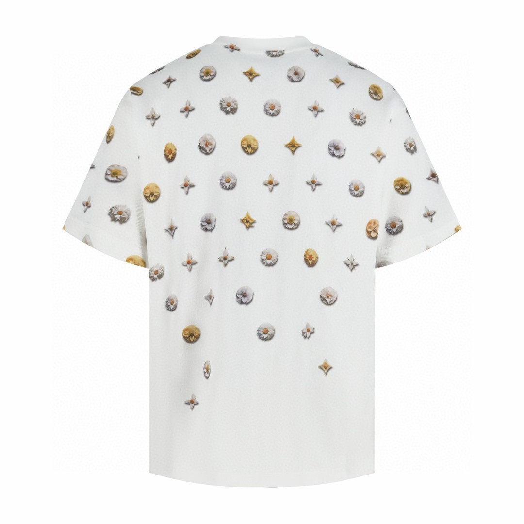 LOUIS VUITTON 路易威登 老花提花满印雏菊圆领短袖 T恤 白色 A2 1AJRAG