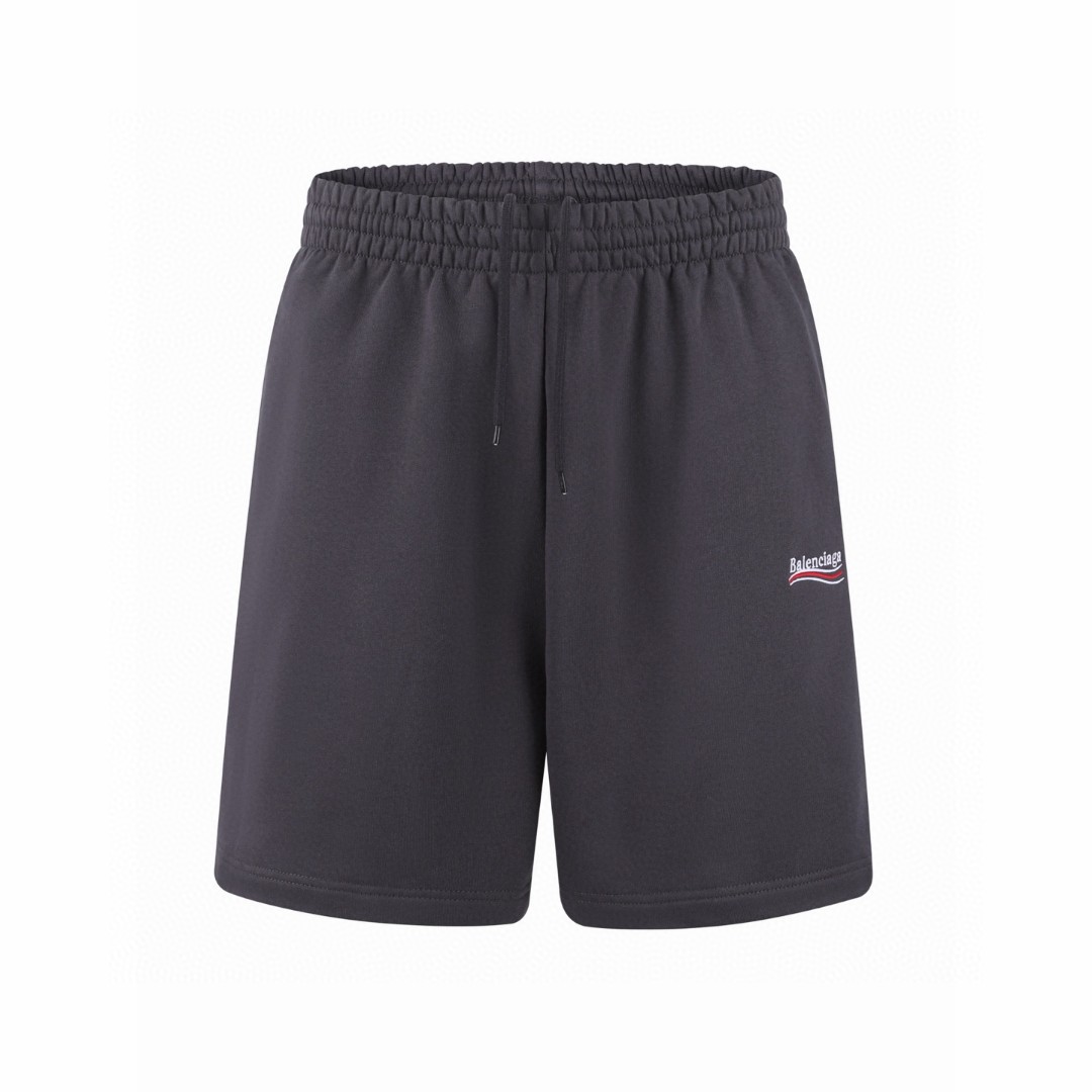 Balenciaga 巴黎世家 可乐刺绣松紧腰短裤 休闲裤 运动裤 裤子 夏季 灰色 灰蓝色 黑色 A2