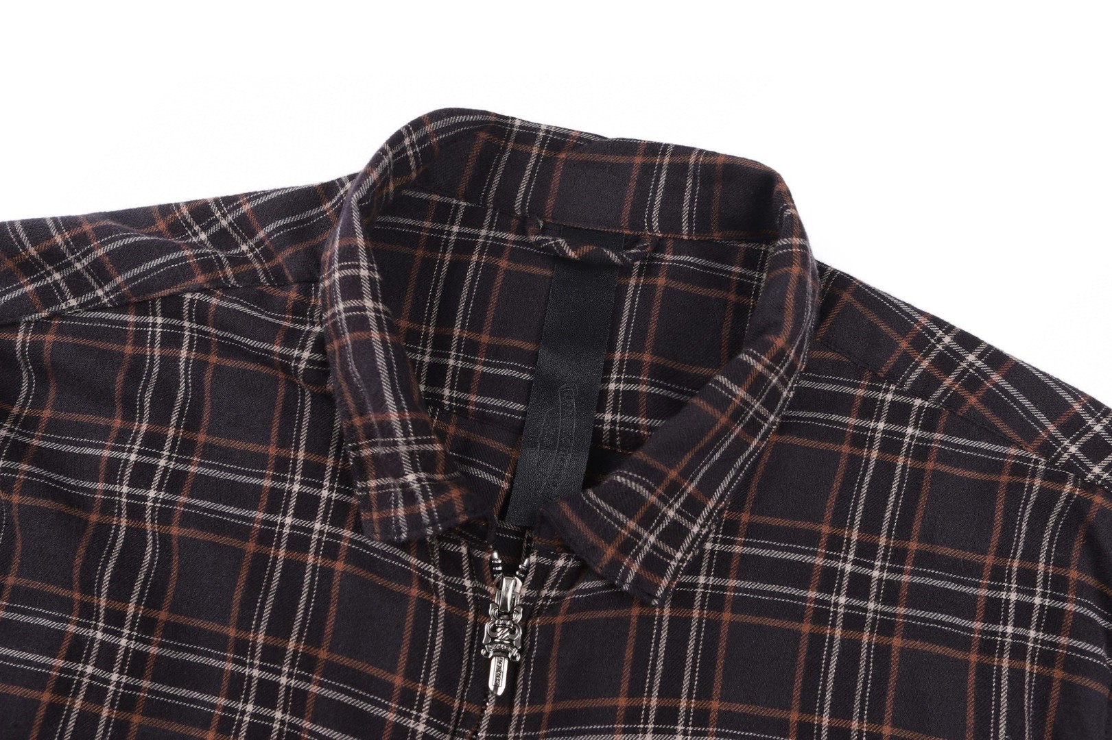 ]Chrome Hearts 克罗心 格纹宝剑拉链短袖衬衫 棕色 A5 CH-20265100