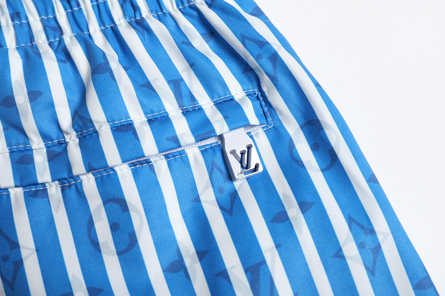 LOUIS VUITTON 路易威登 LV 条纹印花松紧腰沙滩短裤 休闲裤 裤子 蓝色 A5 1AHVZE