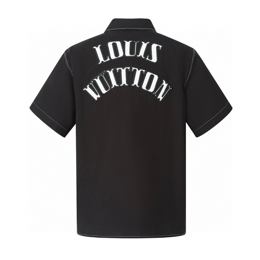 LOUIS VUITTON 路易威登 LV 字母刺绣衬衫 短袖 夏季 黑色 B0 1AFWTU
