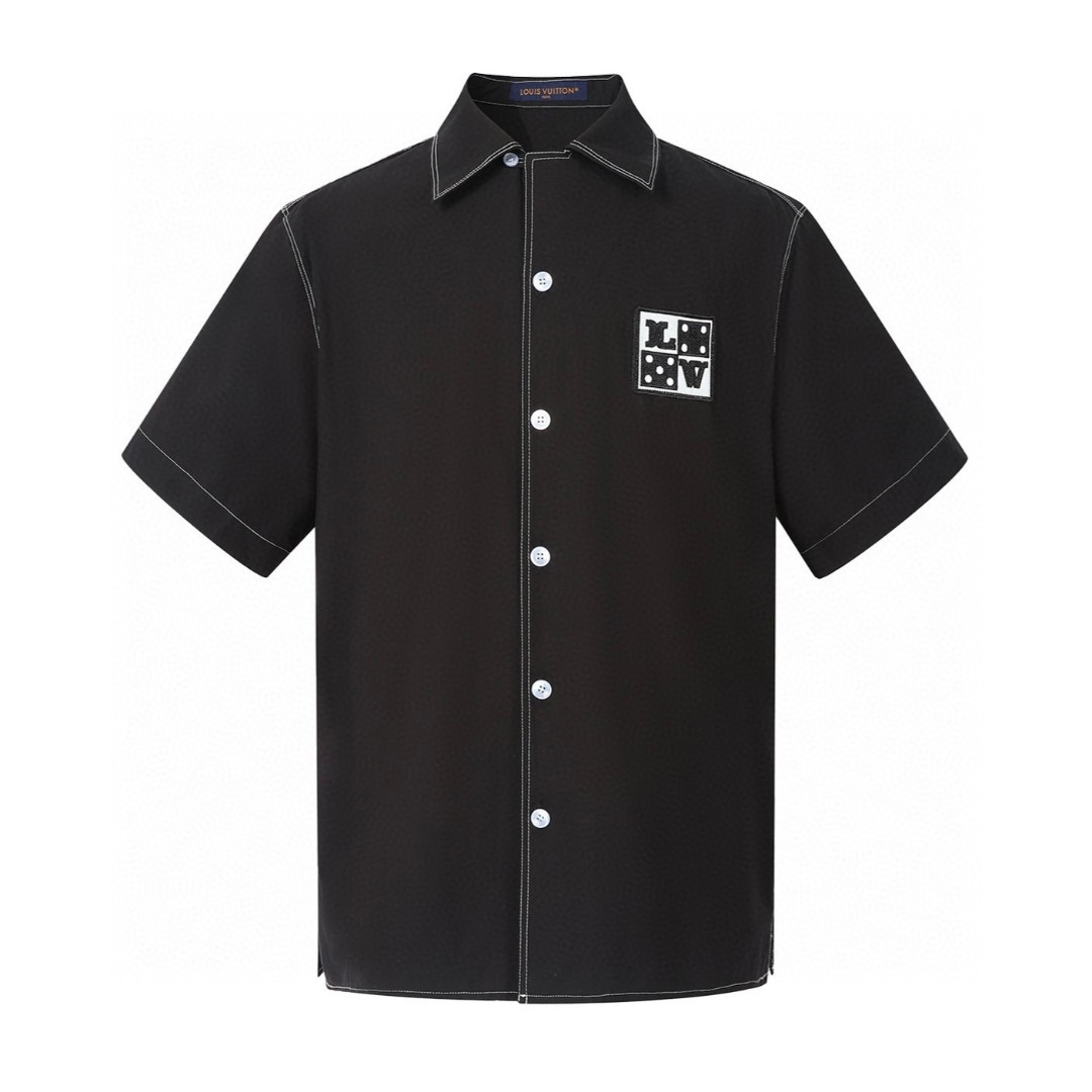 LOUIS VUITTON 路易威登 LV 字母刺绣衬衫 短袖 夏季 黑色 B0 1AFWTU