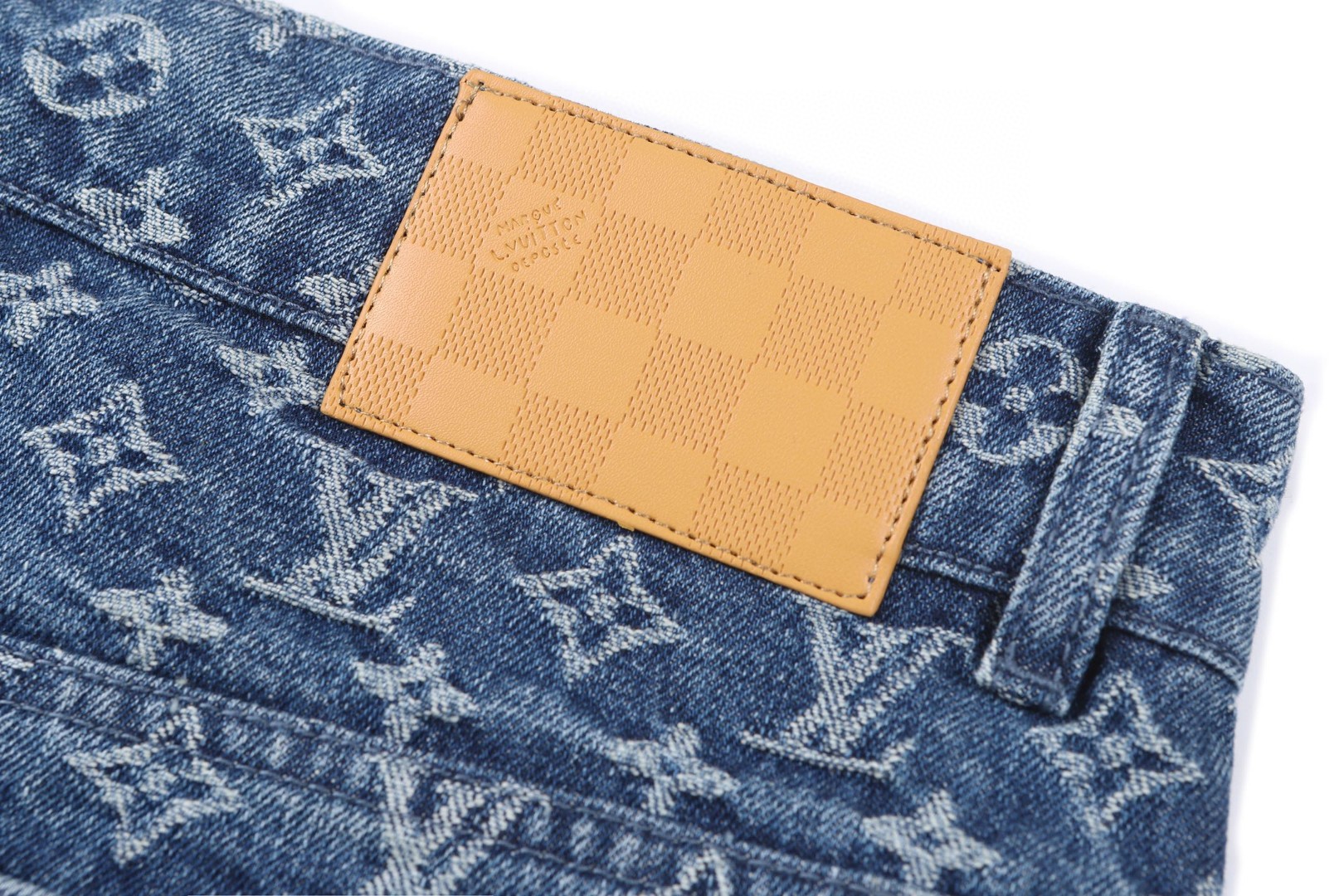 LOUIS VUITTON 路易威登 LV 老花牛仔短裤 休闲裤 裤子 蓝色 B0 1AJBJM