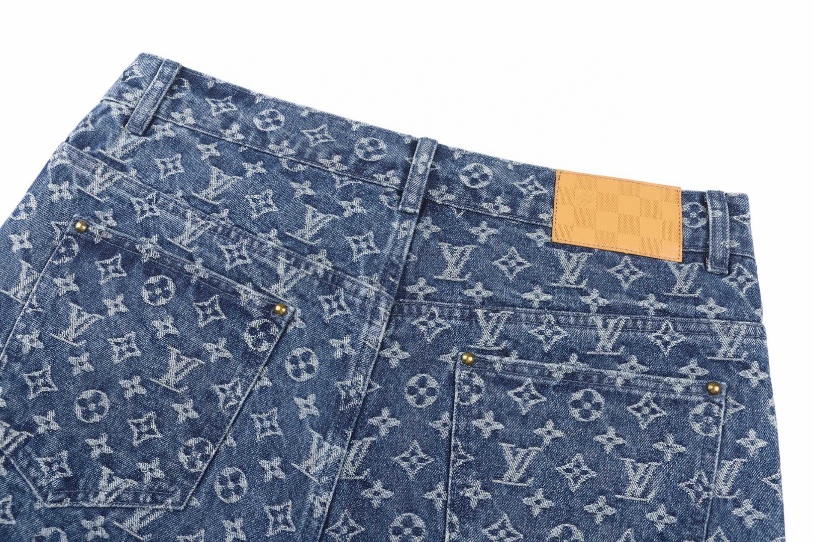 LOUIS VUITTON 路易威登 LV 老花牛仔短裤 休闲裤 裤子 蓝色 B0 1AJBJM