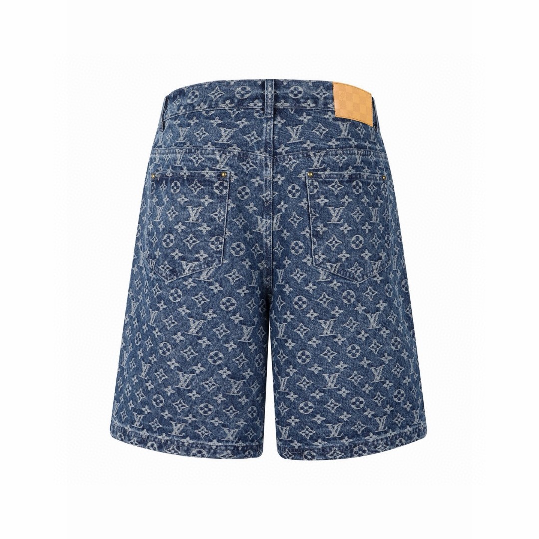 LOUIS VUITTON 路易威登 LV 老花牛仔短裤 休闲裤 裤子 蓝色 B0 1AJBJM