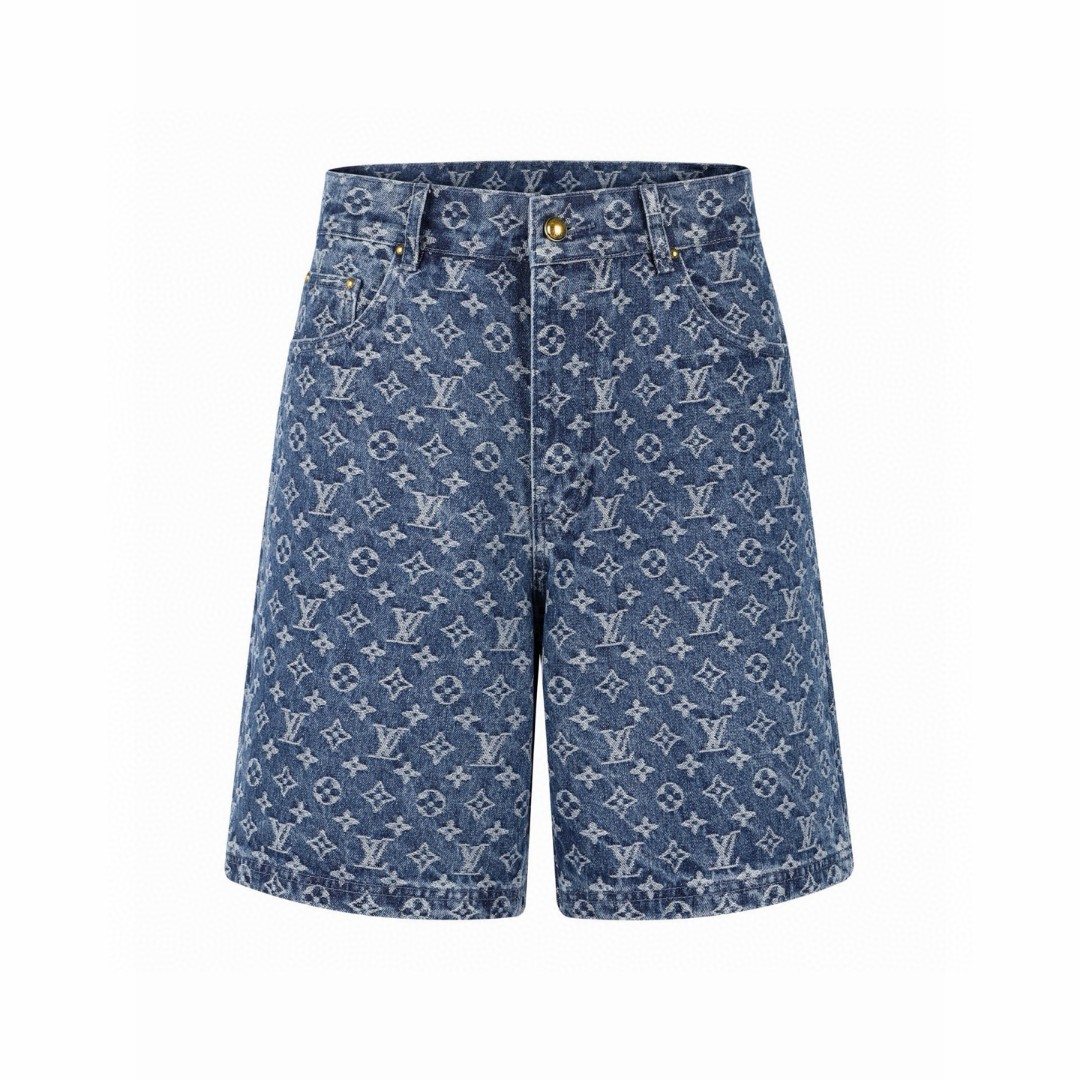 LOUIS VUITTON 路易威登 LV 老花牛仔短裤 休闲裤 裤子 蓝色 B0 1AJBJM