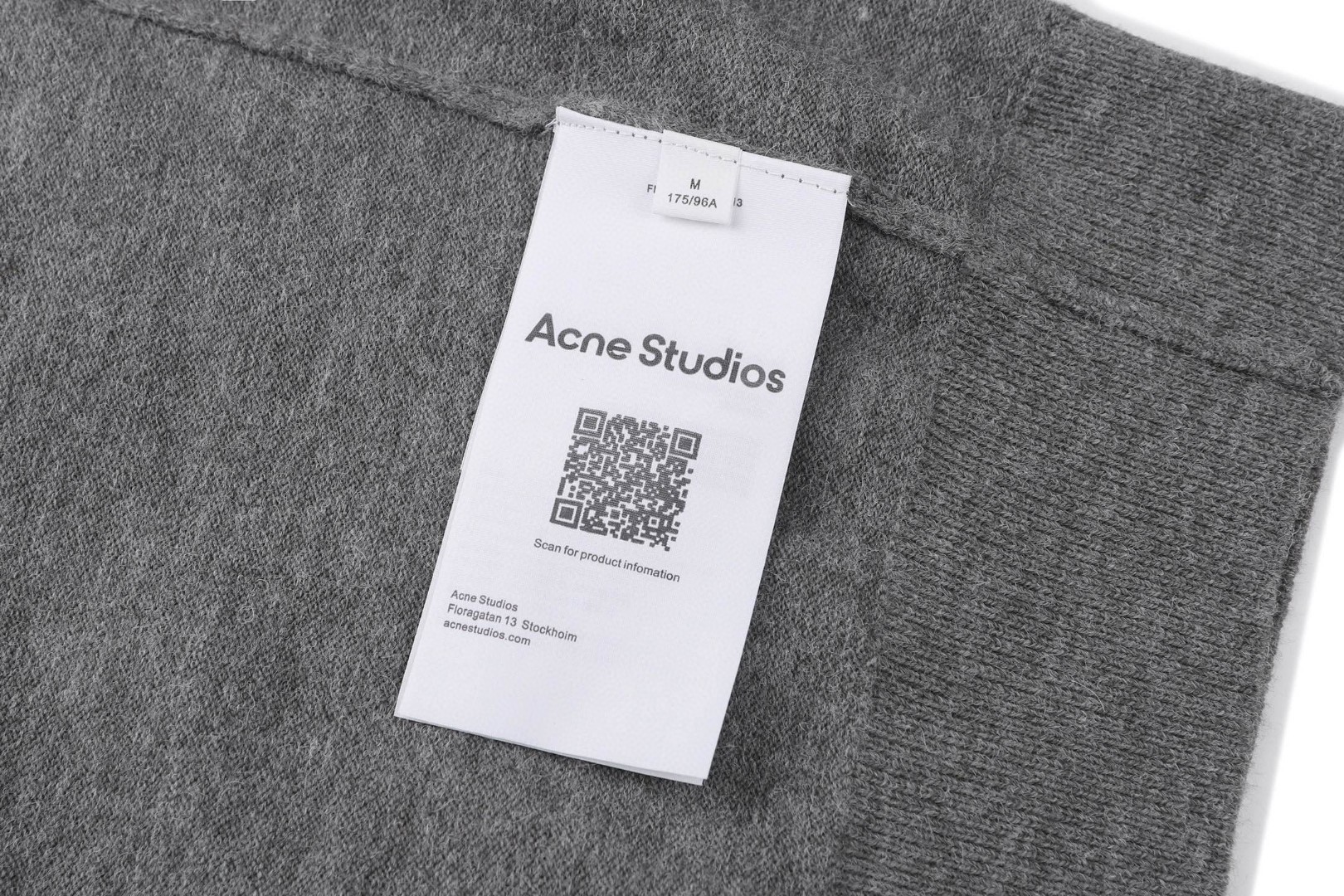 Acne Studios 刺绣logo羊毛针织衫 毛衣 长袖 灰色 B0 B60388-AA3