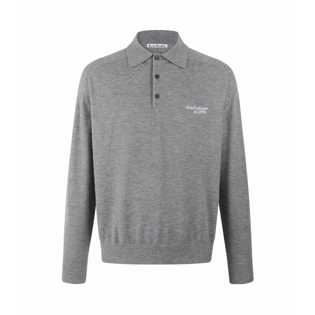 Acne Studios 刺绣logo羊毛针织衫 毛衣 长袖 灰色 B0 B60388-AA3