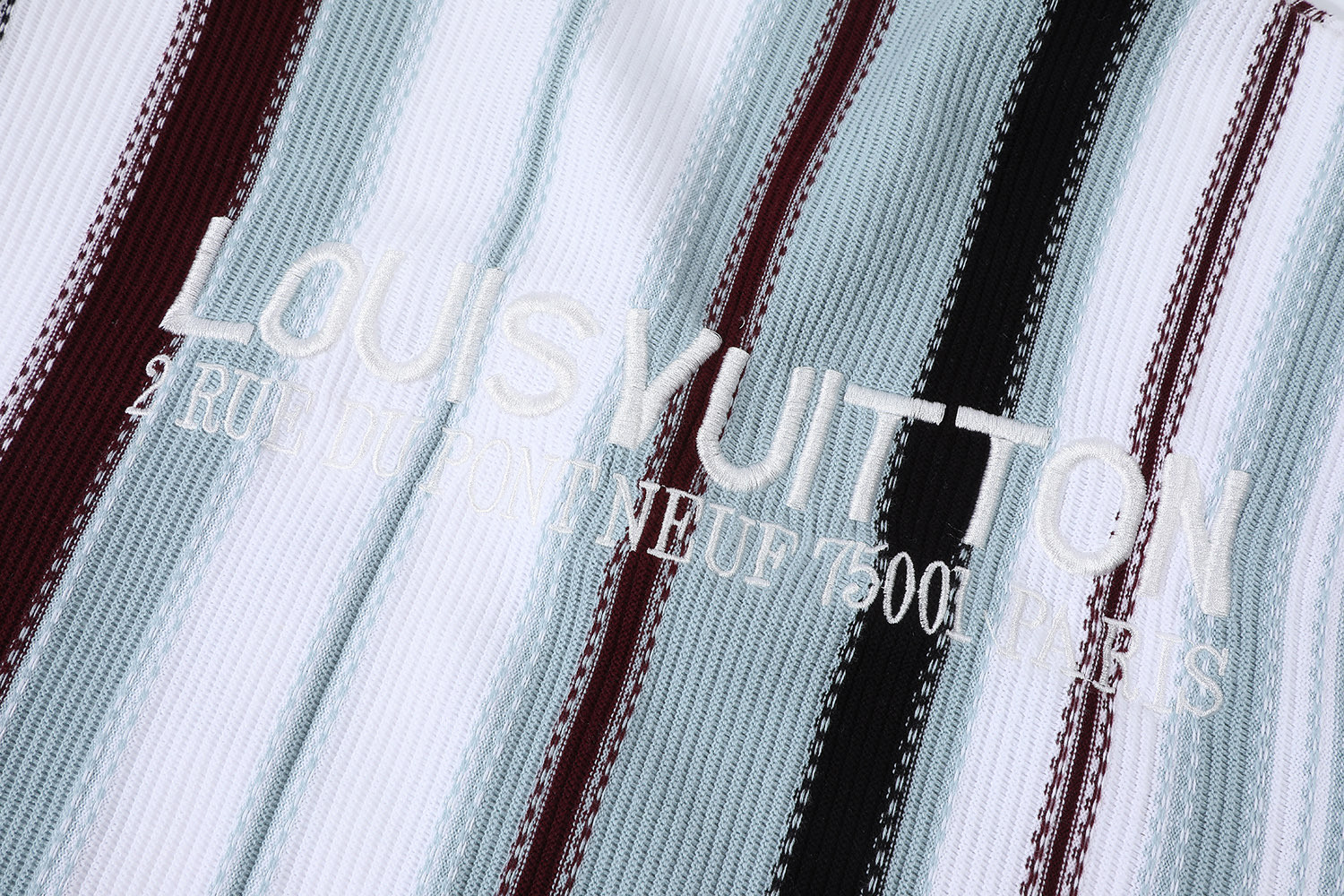 LOUIS VUITTON 路易威登 条纹钩针短袖衬衫 外套 B0 1AHVOO