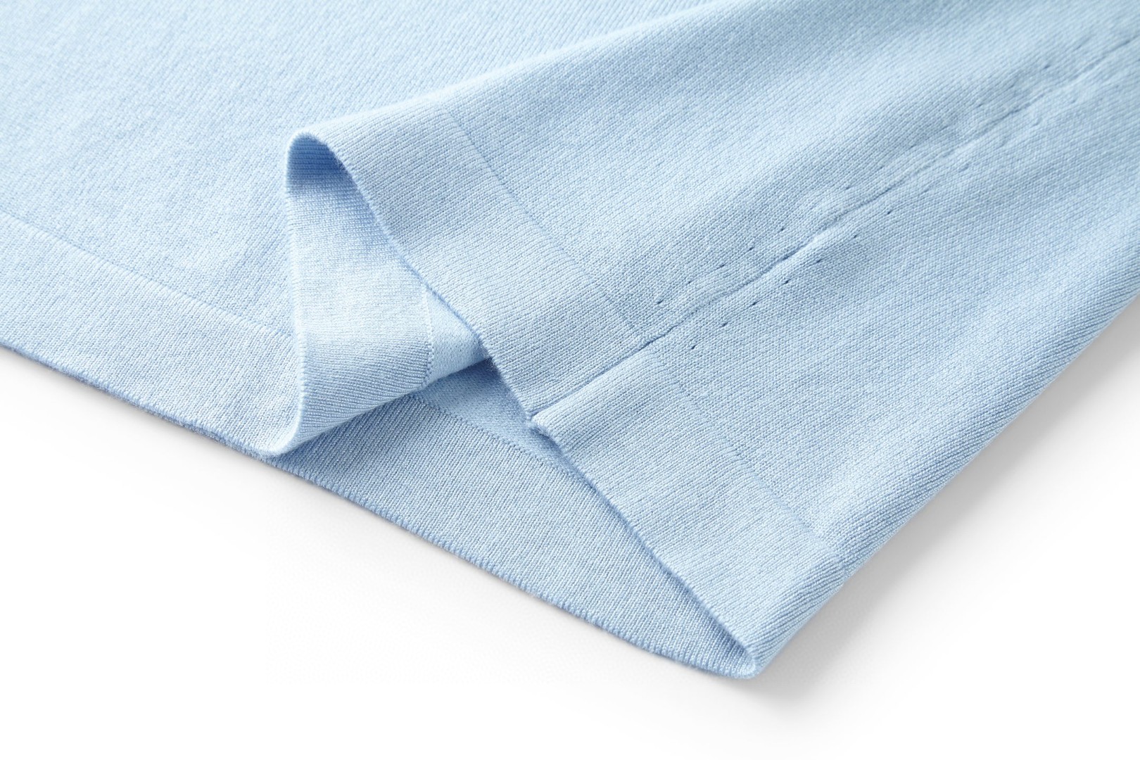 PRADA 普拉达 袖口提花标识半高领针织短袖 针织衫 T恤 蓝色 A7 UMR681-1811-F0012-S-OOO