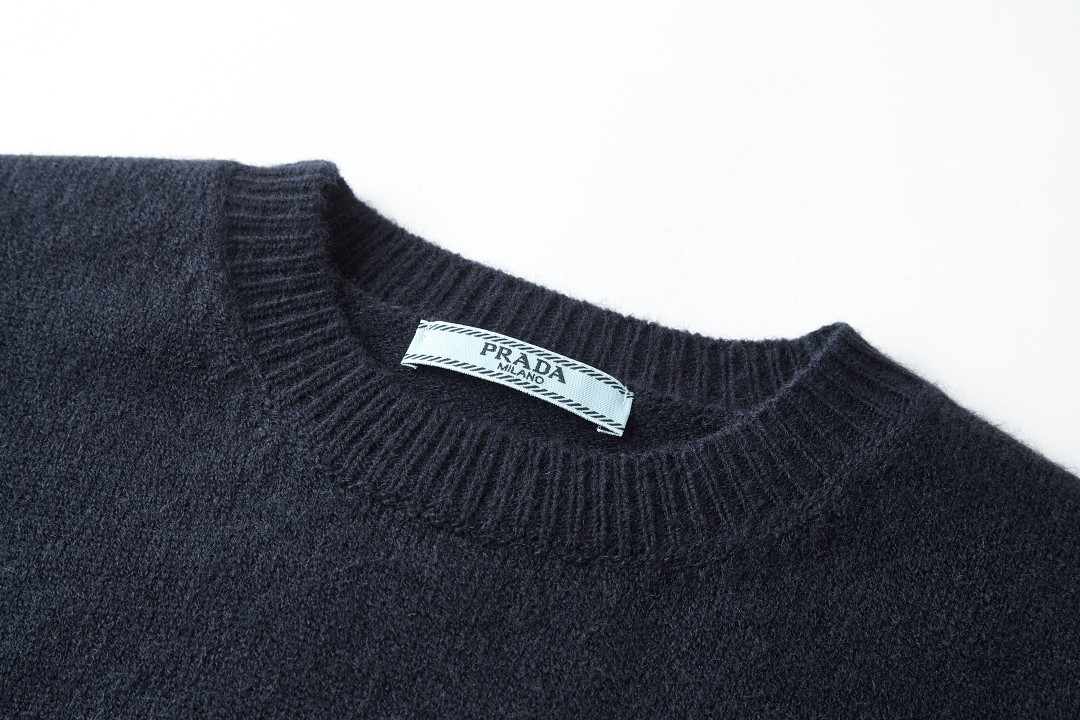 PRADA 普拉达 经典刺绣标识针织衫 短袖 T恤 短款 女款 灰色 红色 海军蓝 A7 P24Z1U-13LY-F0008-S-231