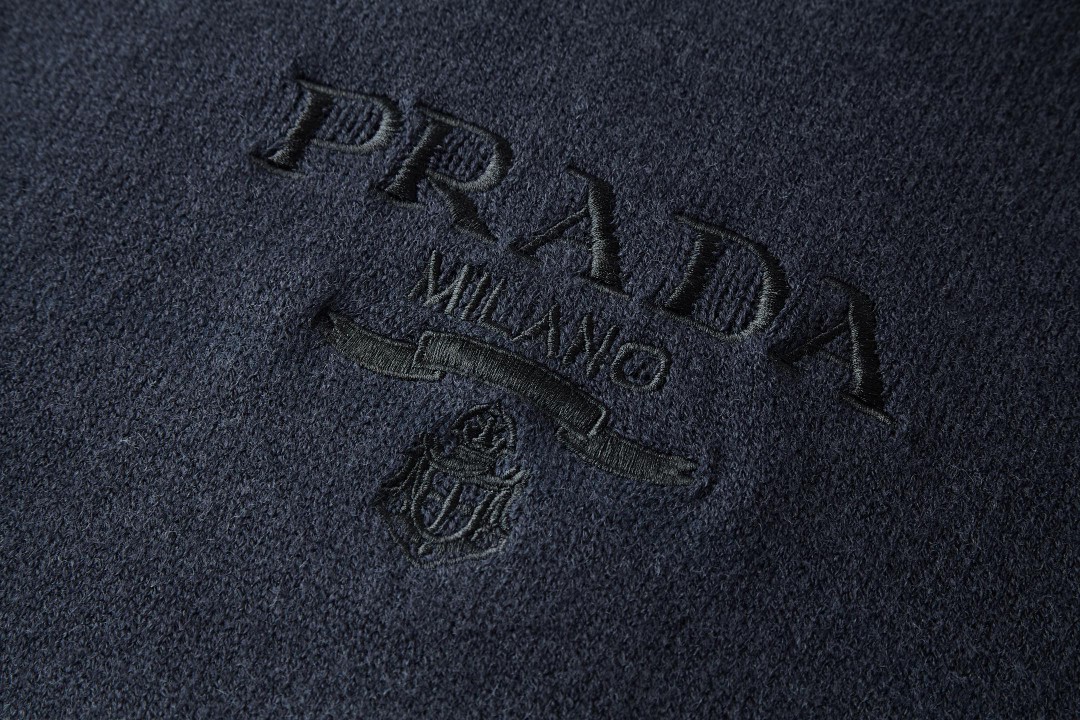 PRADA 普拉达 经典刺绣标识针织衫 短袖 T恤 短款 女款 灰色 红色 海军蓝 A7 P24Z1U-13LY-F0008-S-231