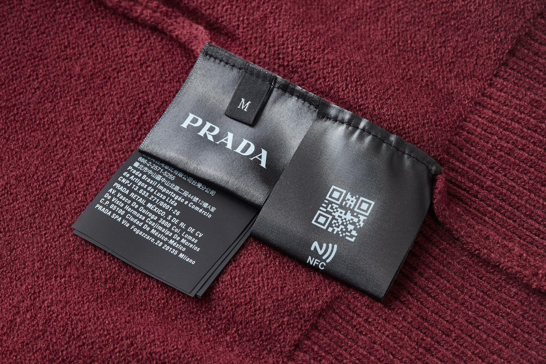 PRADA 普拉达 经典刺绣标识针织衫 短袖 T恤 短款 女款 灰色 红色 海军蓝 A7 P24Z1U-13LY-F0008-S-231