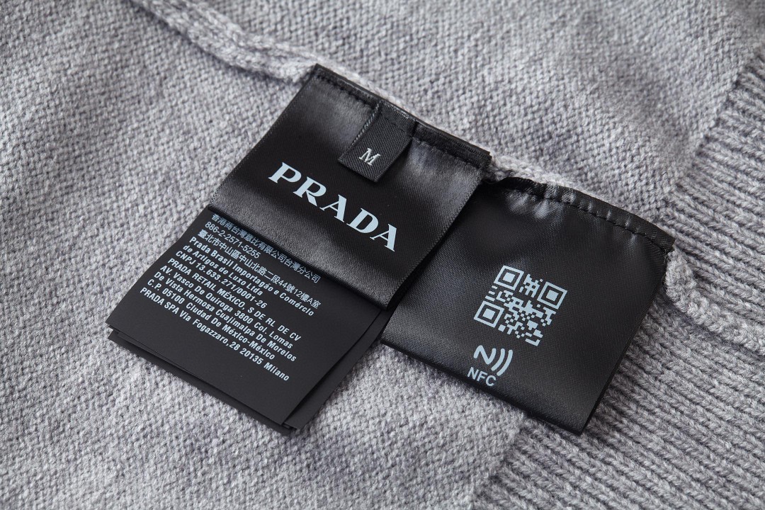 PRADA 普拉达 经典刺绣标识针织衫 短袖 T恤 短款 女款 灰色 红色 海军蓝 A7 P24Z1U-13LY-F0008-S-231