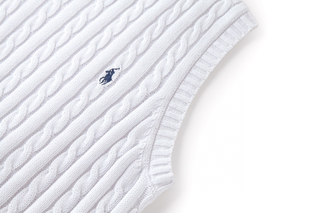 Ralph Lauren 拉夫劳伦 绞花针织背心 马甲 白色 A7