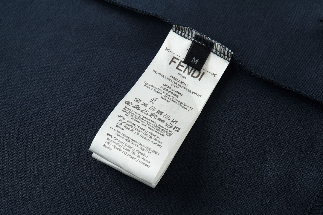FENDI 芬迪 双F五金徽标圆领T恤 短袖 套头 夏季 卡其色 蓝色 藏青色 A0 FY0936ARYYF0QB9