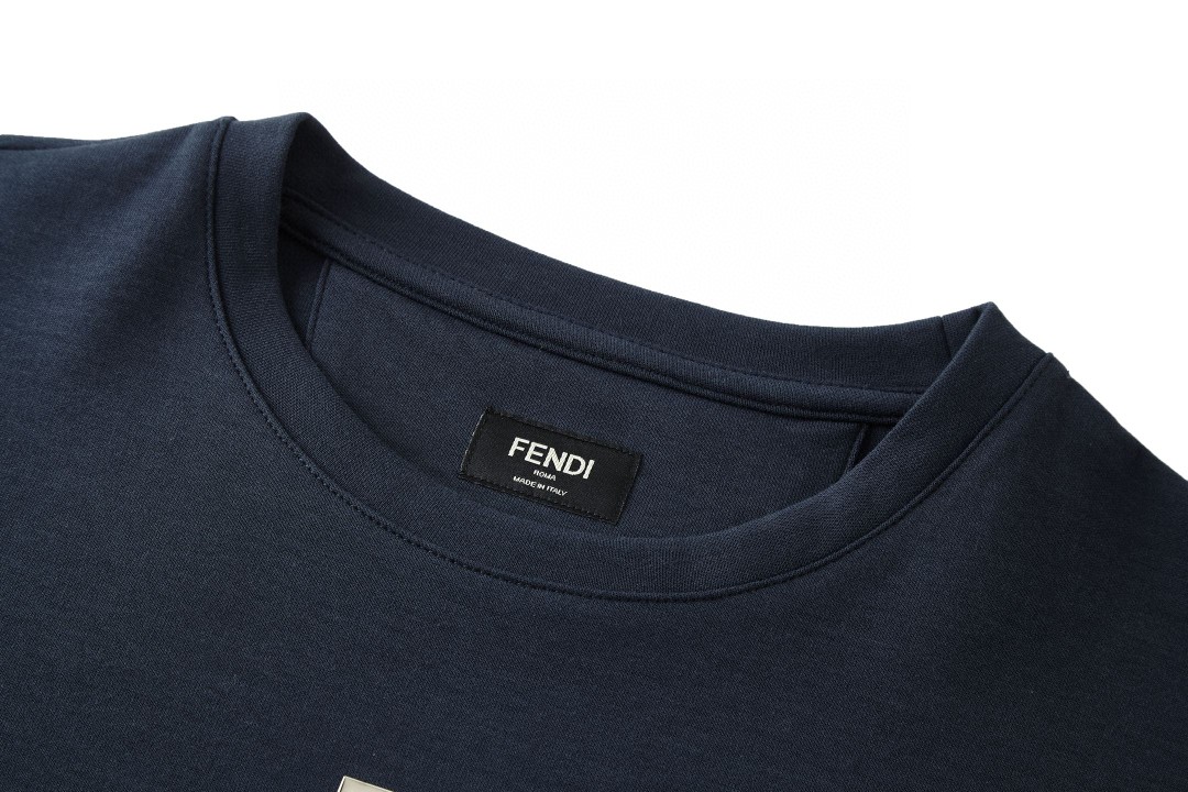 FENDI 芬迪 双F五金徽标圆领T恤 短袖 套头 夏季 卡其色 蓝色 藏青色 A0 FY0936ARYYF0QB9