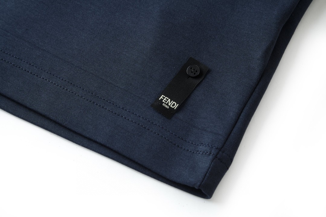 FENDI 芬迪 双F五金徽标圆领T恤 短袖 套头 夏季 卡其色 蓝色 藏青色 A0 FY0936ARYYF0QB9