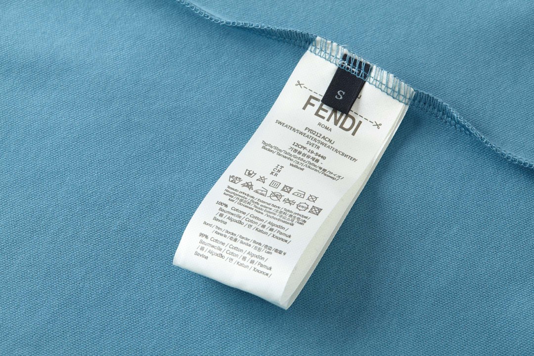 FENDI 芬迪 双F五金徽标圆领T恤 短袖 套头 夏季 卡其色 蓝色 藏青色 A0 FY0936ARYYF0QB9