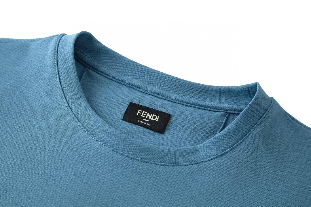 FENDI 芬迪 双F五金徽标圆领T恤 短袖 套头 夏季 卡其色 蓝色 藏青色 A0 FY0936ARYYF0QB9