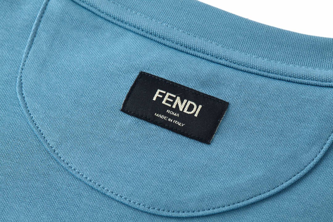 FENDI 芬迪 双F五金徽标圆领T恤 短袖 套头 夏季 卡其色 蓝色 藏青色 A0 FY0936ARYYF0QB9