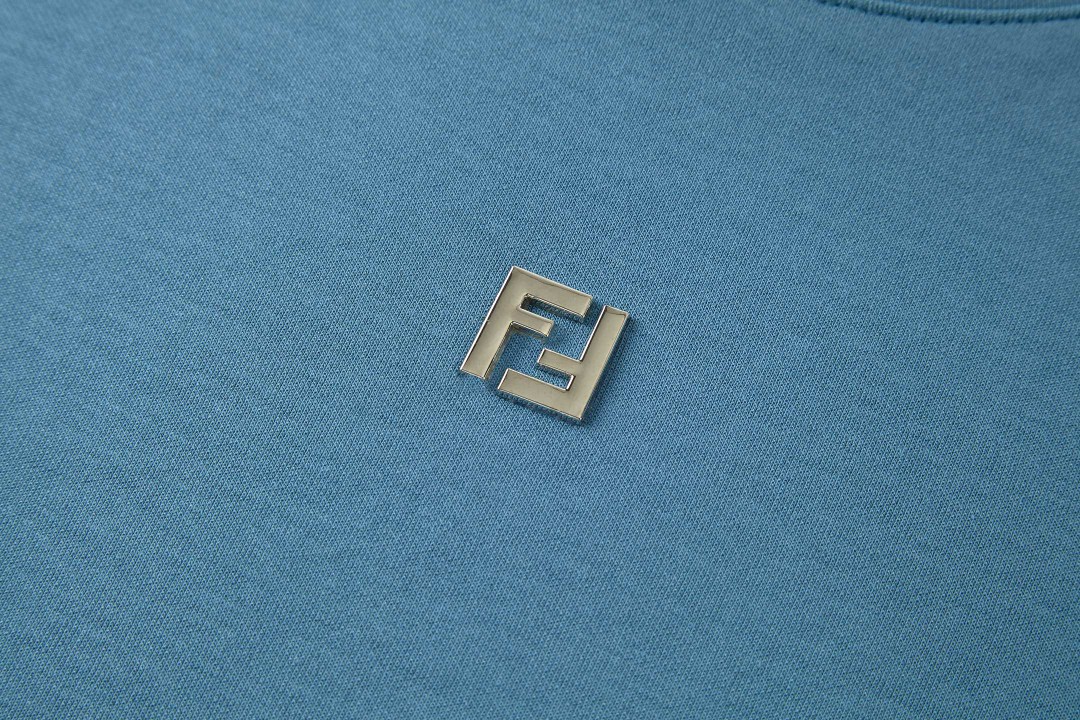 FENDI 芬迪 双F五金徽标圆领T恤 短袖 套头 夏季 卡其色 蓝色 藏青色 A0 FY0936ARYYF0QB9