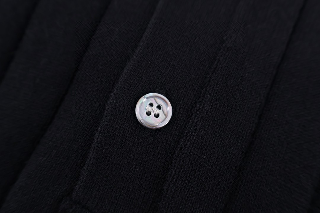 Brunello Cucinelli BC 绞花老钱风针织亨利领短袖 T恤 灰色 黑色 B0