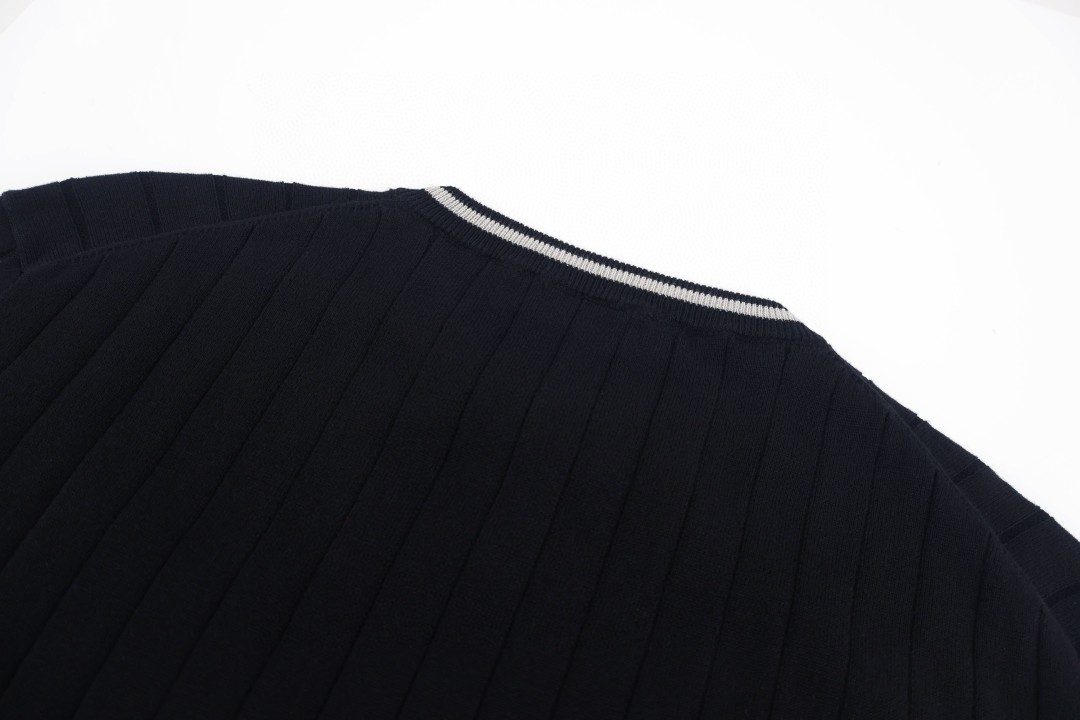 Brunello Cucinelli BC 绞花老钱风针织亨利领短袖 T恤 灰色 黑色 B0