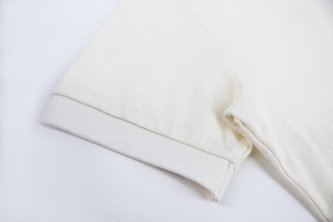 LOUIS VUITTON 路易威登 字母徽标刺绣棋盘格提花Polo衫 短袖 T恤 白色 B0 1AJUN5