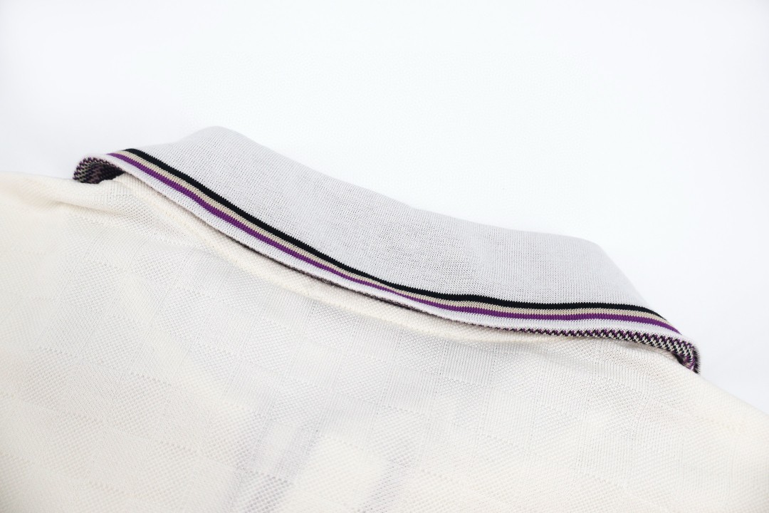 LOUIS VUITTON 路易威登 字母徽标刺绣棋盘格提花Polo衫 短袖 T恤 白色 B0 1AJUN5