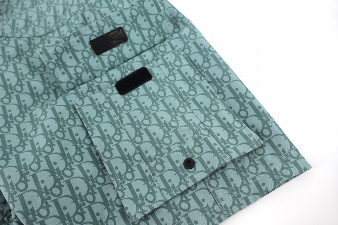 DIOR 迪奥 提花满印绑带工装裤 短裤 裤子 绿色 蓝色 A7 293B103CB041-C565