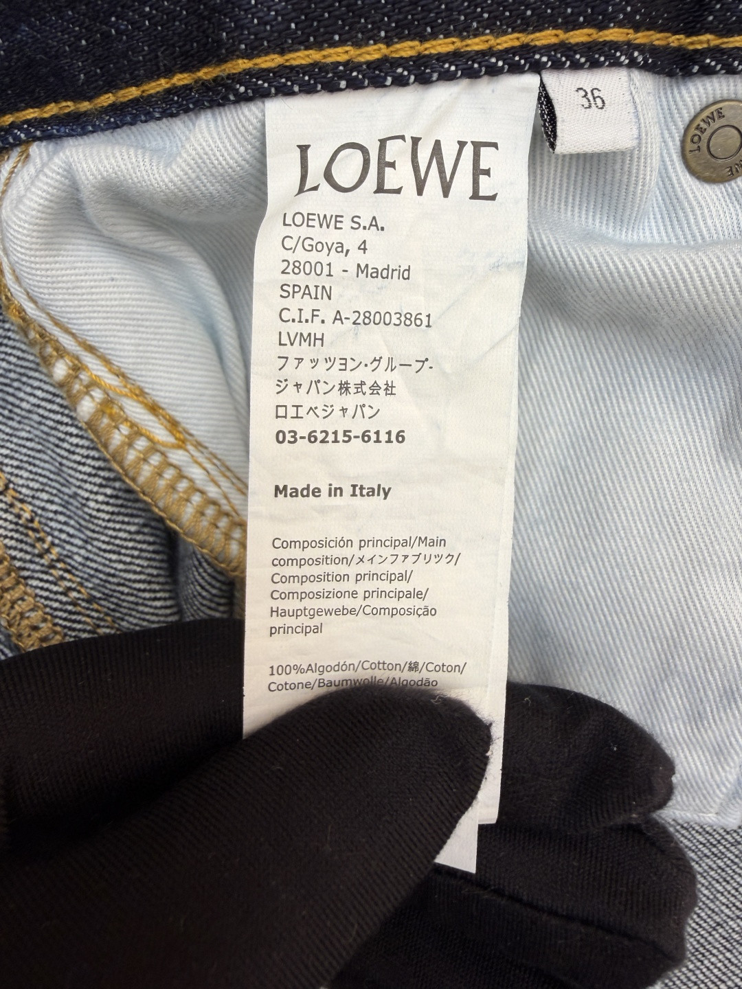 Loewe 罗意威 Anagram 锥形牛仔裤 长裤 裤子 弯刀裤 浅蓝色 深蓝色 B5 S359Y11XCM-6395