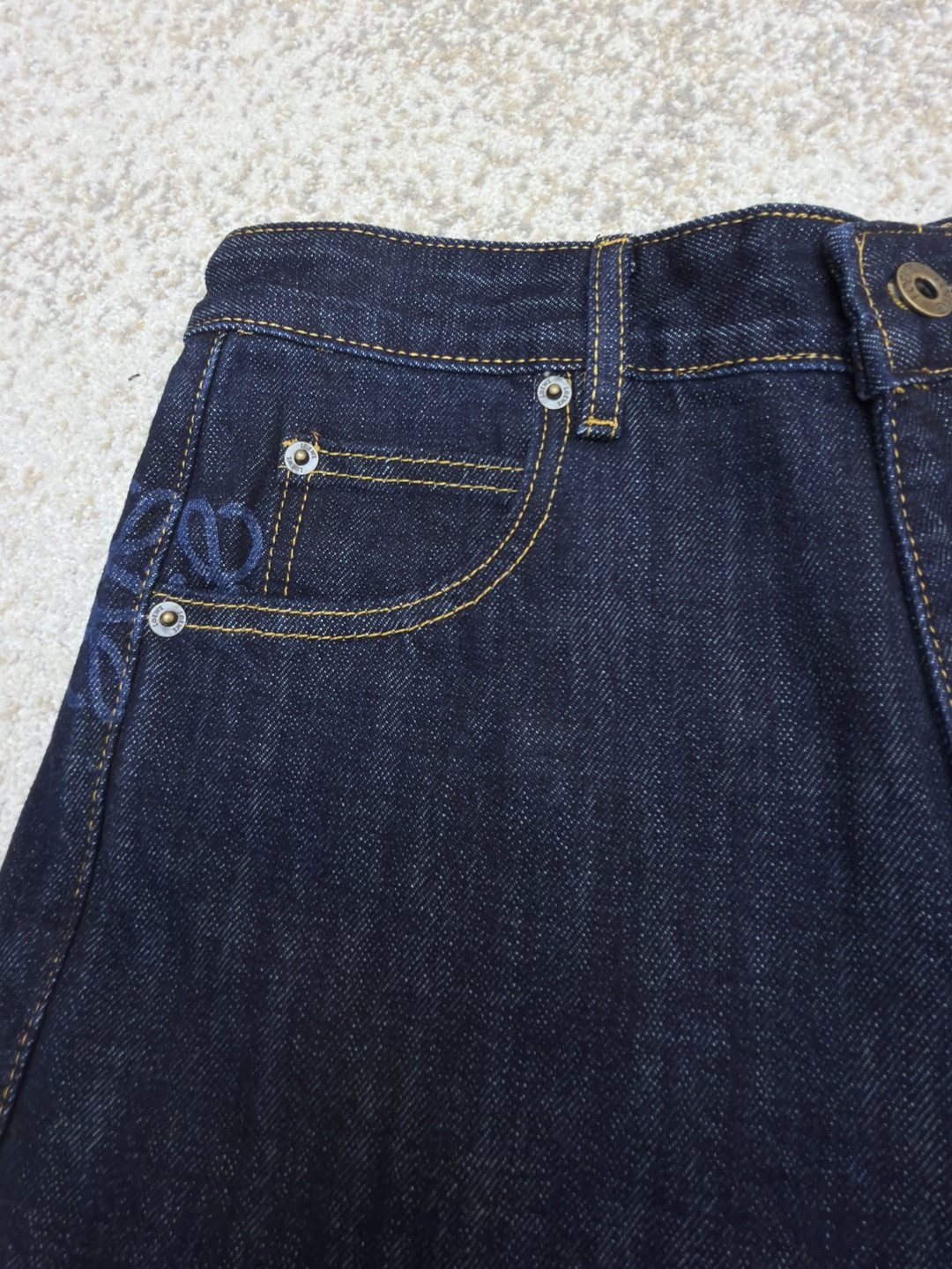 Loewe 罗意威 Anagram 锥形牛仔裤 长裤 裤子 弯刀裤 浅蓝色 深蓝色 B5 S359Y11XCM-6395