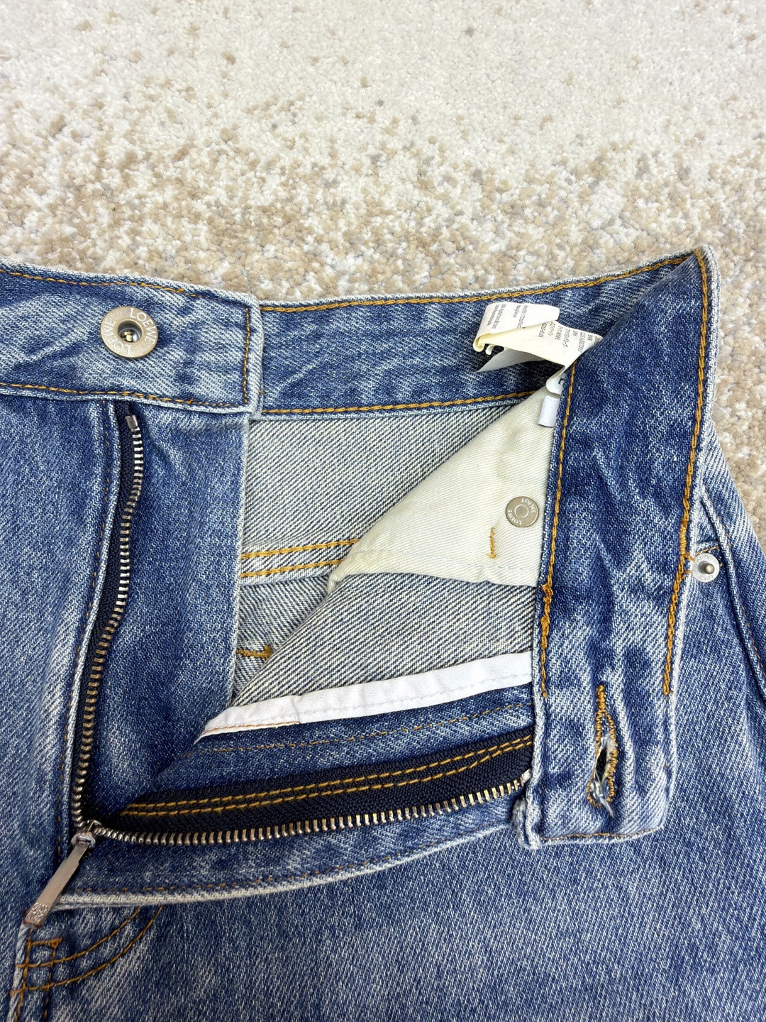 Loewe 罗意威 Anagram 锥形牛仔裤 长裤 裤子 弯刀裤 浅蓝色 深蓝色 B5 S359Y11XCM-6395