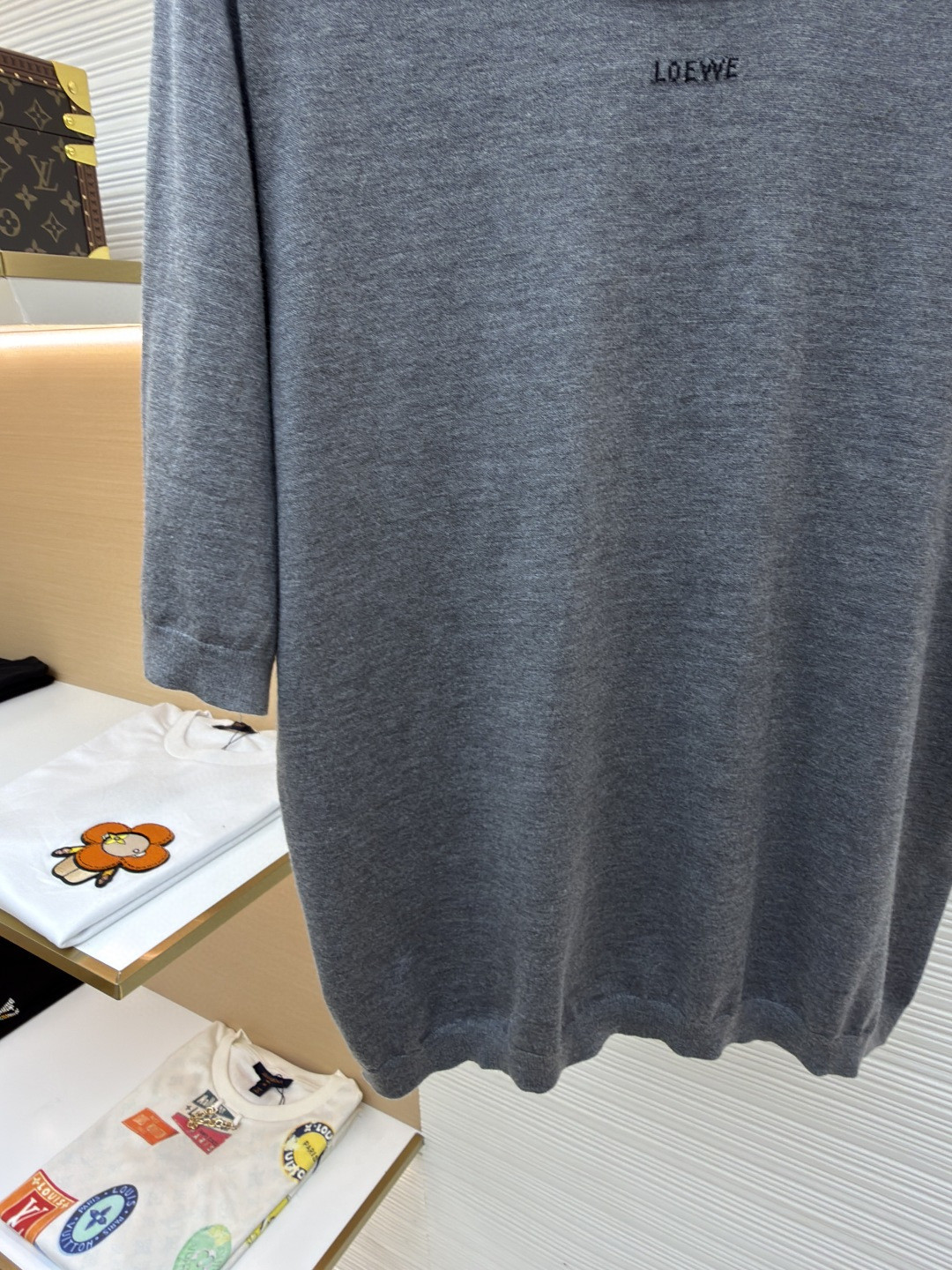 Loewe 罗意威 提花针织短袖 毛衣 T恤 女款 灰色 A2 S359Y55K43-4004