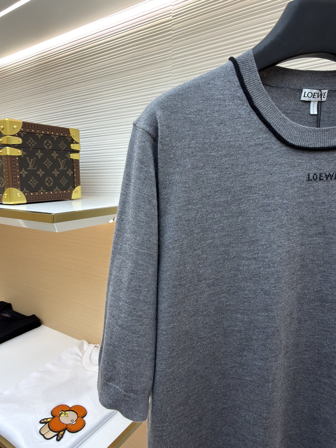 Loewe 罗意威 提花针织短袖 毛衣 T恤 女款 灰色 A2 S359Y55K43-4004