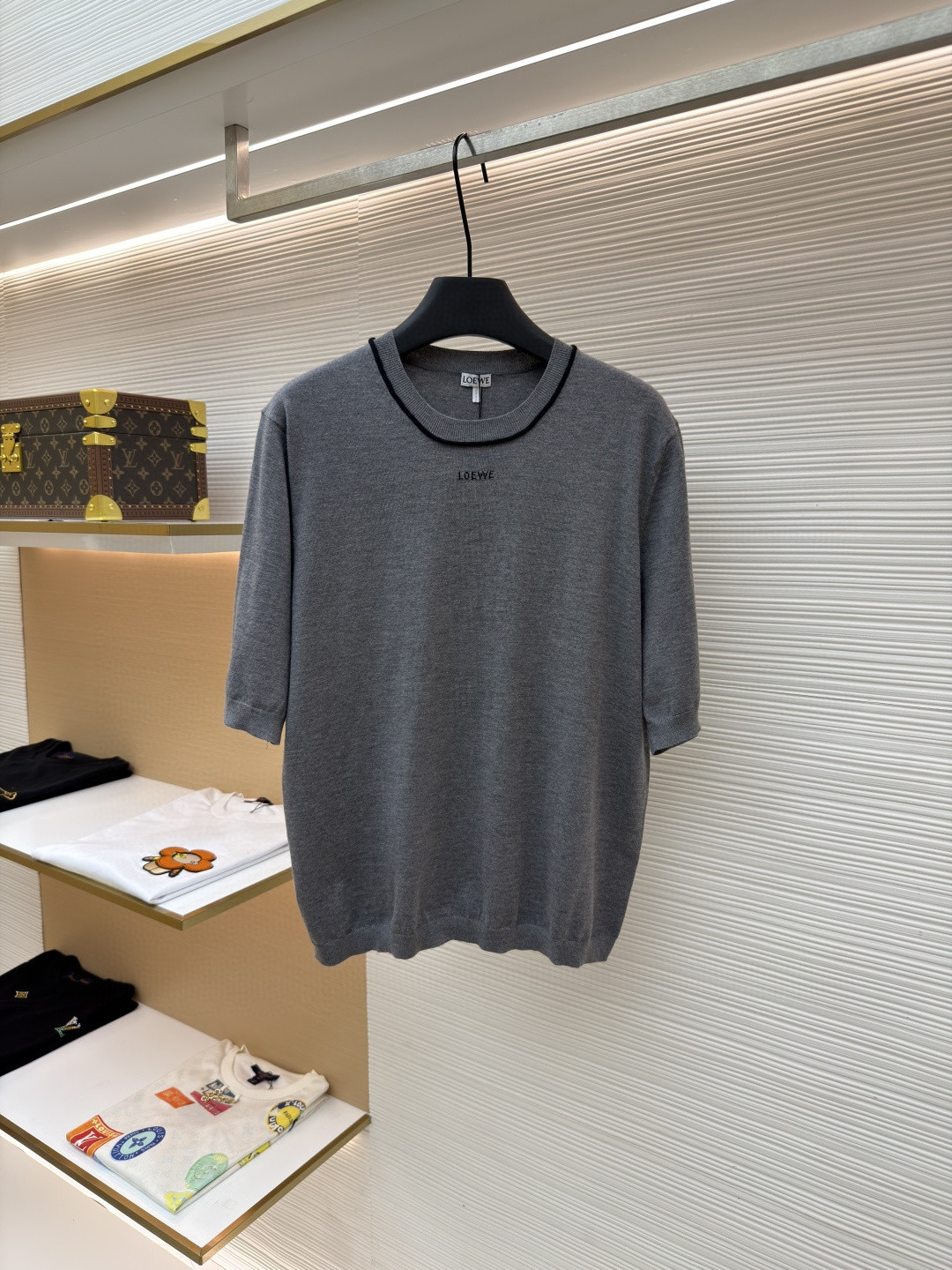 Loewe 罗意威 提花针织短袖 毛衣 T恤 女款 灰色 A2 S359Y55K43-4004