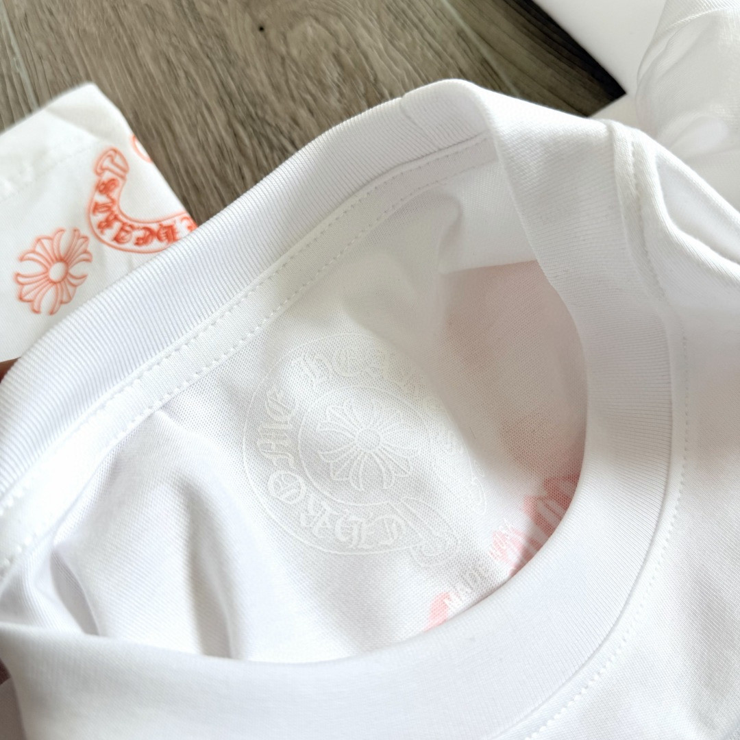 Chrome Hearts CH 克罗心 橙色十字架圆领短袖 T恤 白色 黑色 A0  