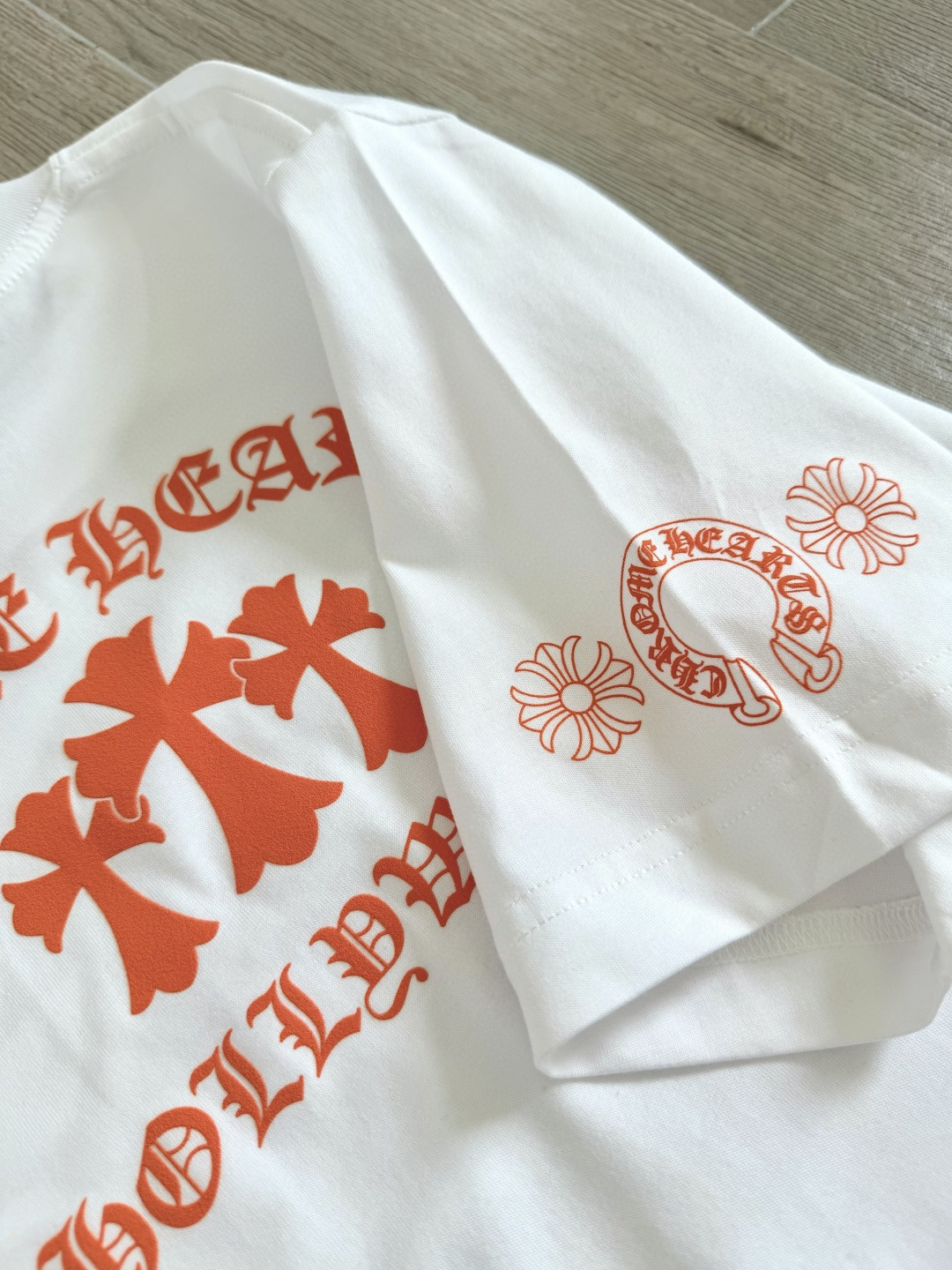 Chrome Hearts CH 克罗心 橙色十字架圆领短袖 T恤 白色 黑色 A0  