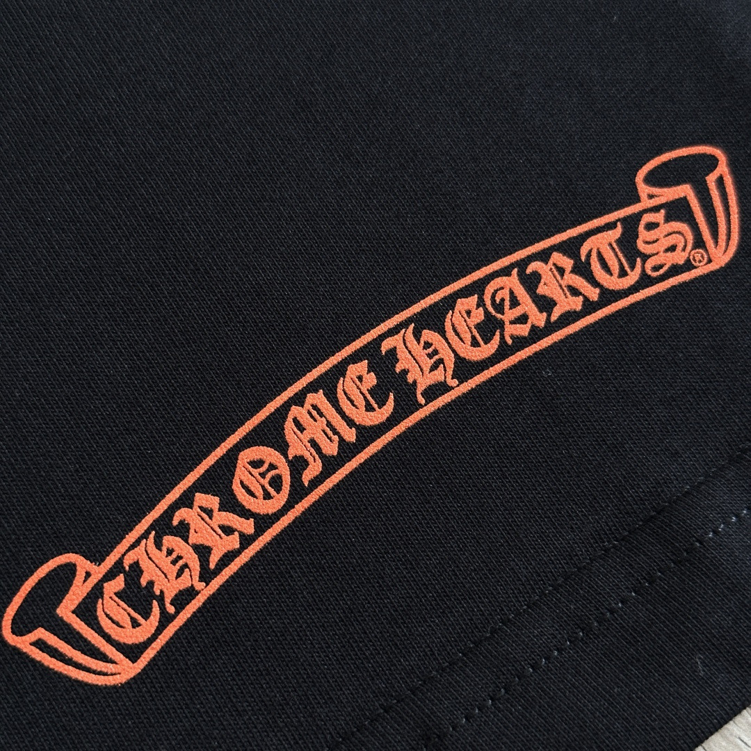 Chrome Hearts CH 克罗心 橙色十字架圆领短袖 T恤 白色 黑色 A0  