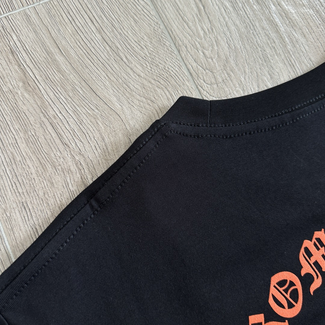 Chrome Hearts CH 克罗心 橙色十字架圆领短袖 T恤 白色 黑色 A0  