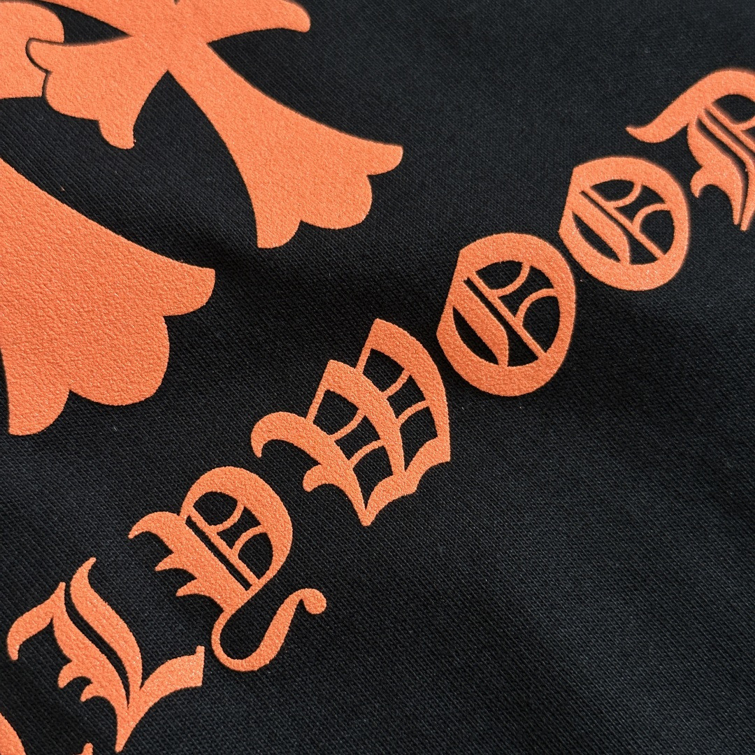 Chrome Hearts CH 克罗心 橙色十字架圆领短袖 T恤 白色 黑色 A0  