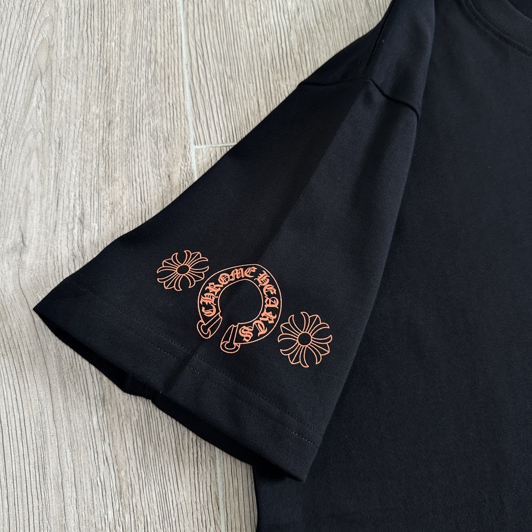 Chrome Hearts CH 克罗心 橙色十字架圆领短袖 T恤 白色 黑色 A0  